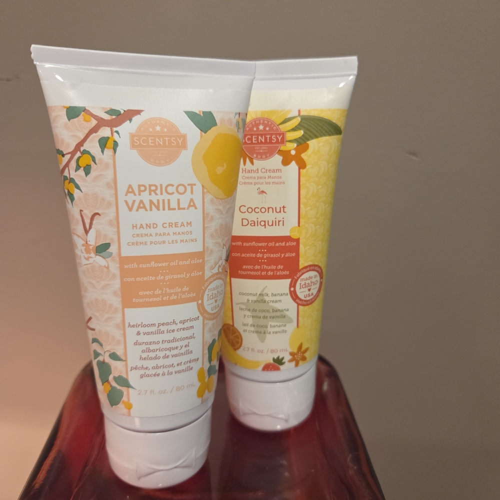Scentsy Apricot Vanilla and Coconut Daiquiri Hand Cream Duo